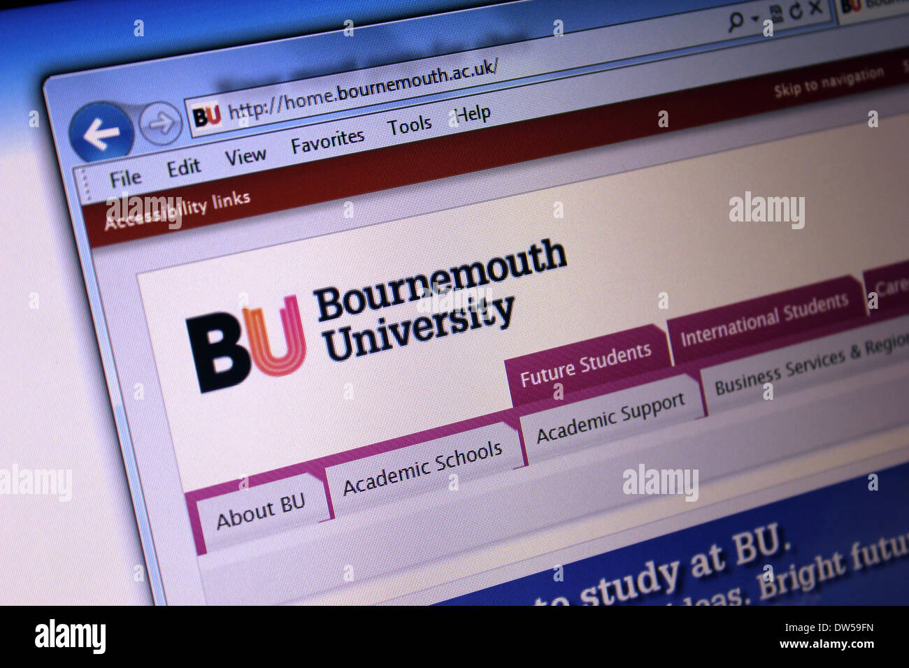 Sito web dell'Università di Bournemouth Foto Stock