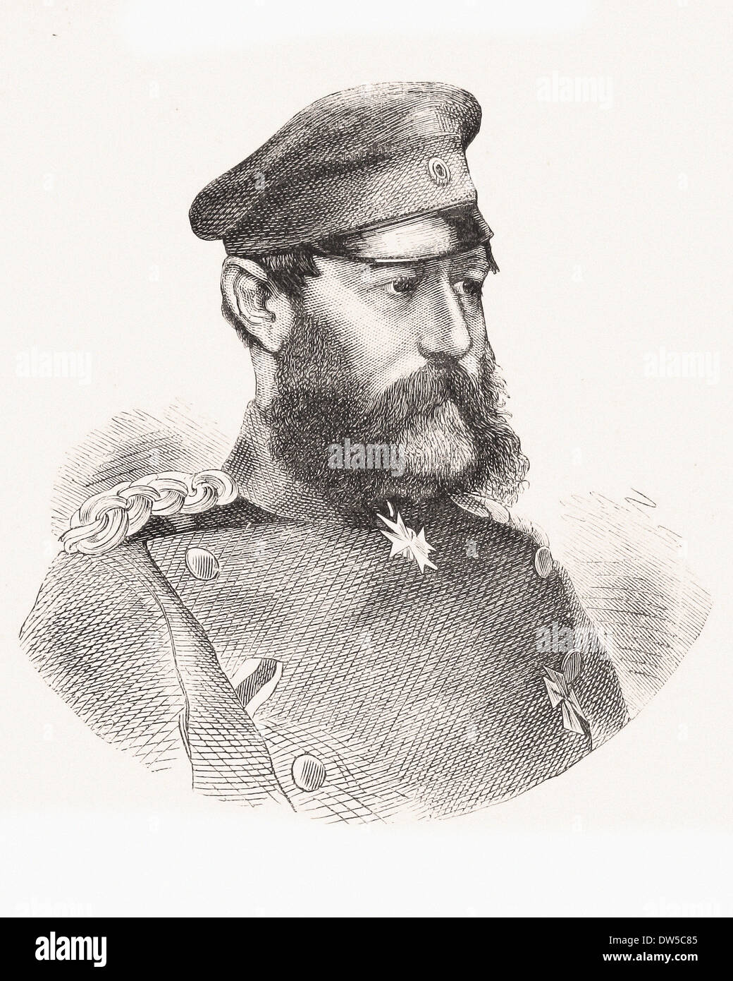 Ritratto di Major-Général von Schlotheim - incisione del XIX secolo Foto Stock