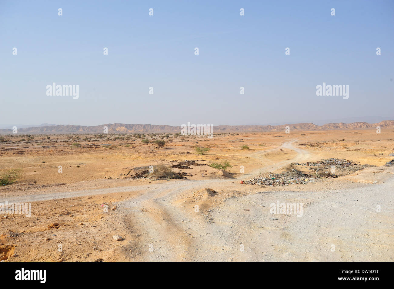 Il Puntland ha un semi-arido clima. La pioggia è scarsa e variabile, con nessuna singola area che riceve più di 400 mm (15,7 in) di pioggia all'anno. Anche la regione costiera è desertlike. Foto Stock