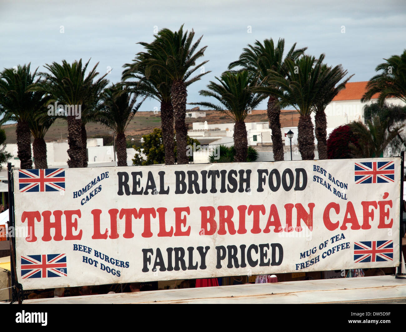 Una uscita per cibo britannico in Lanzarote,Spagna Foto Stock