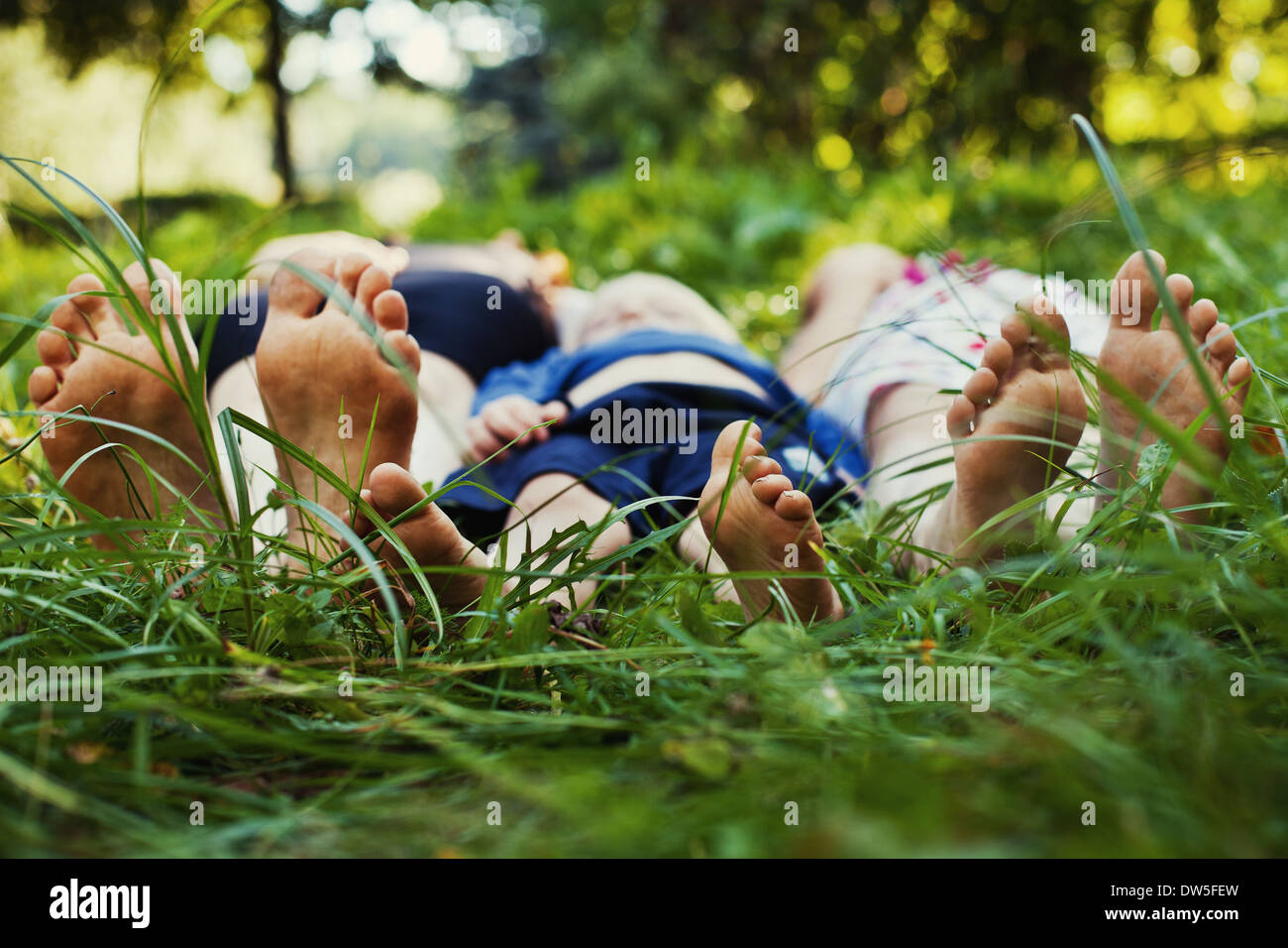 famiglia all'aperto Foto Stock