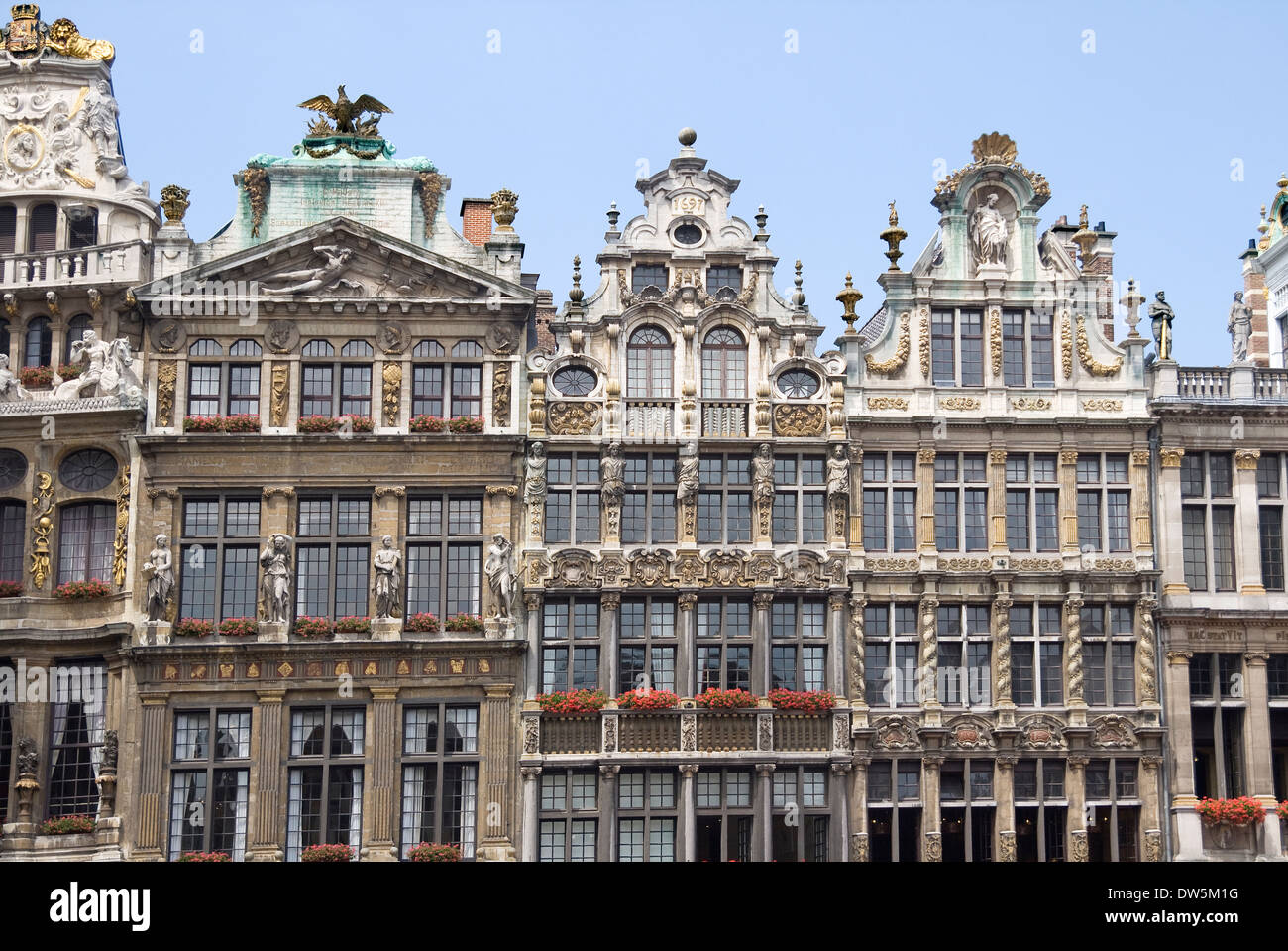 Case di Grand-Place, centro di Bruxelles, Belgio Foto Stock