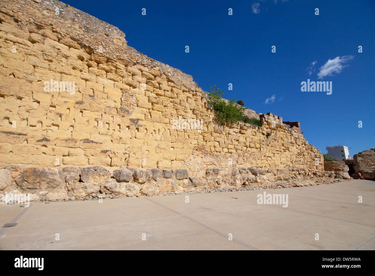 Resti delle mura romane di Tarragona, Spagna. Foto Stock