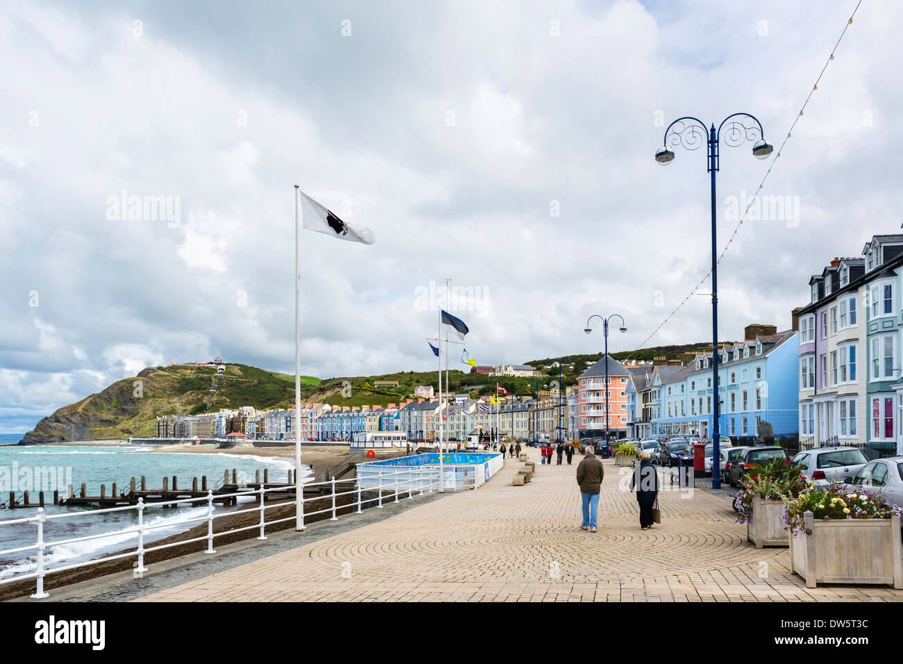 La passeggiata sul lungomare a Aberystwyth, Ceredigion, Wales, Regno Unito Foto Stock