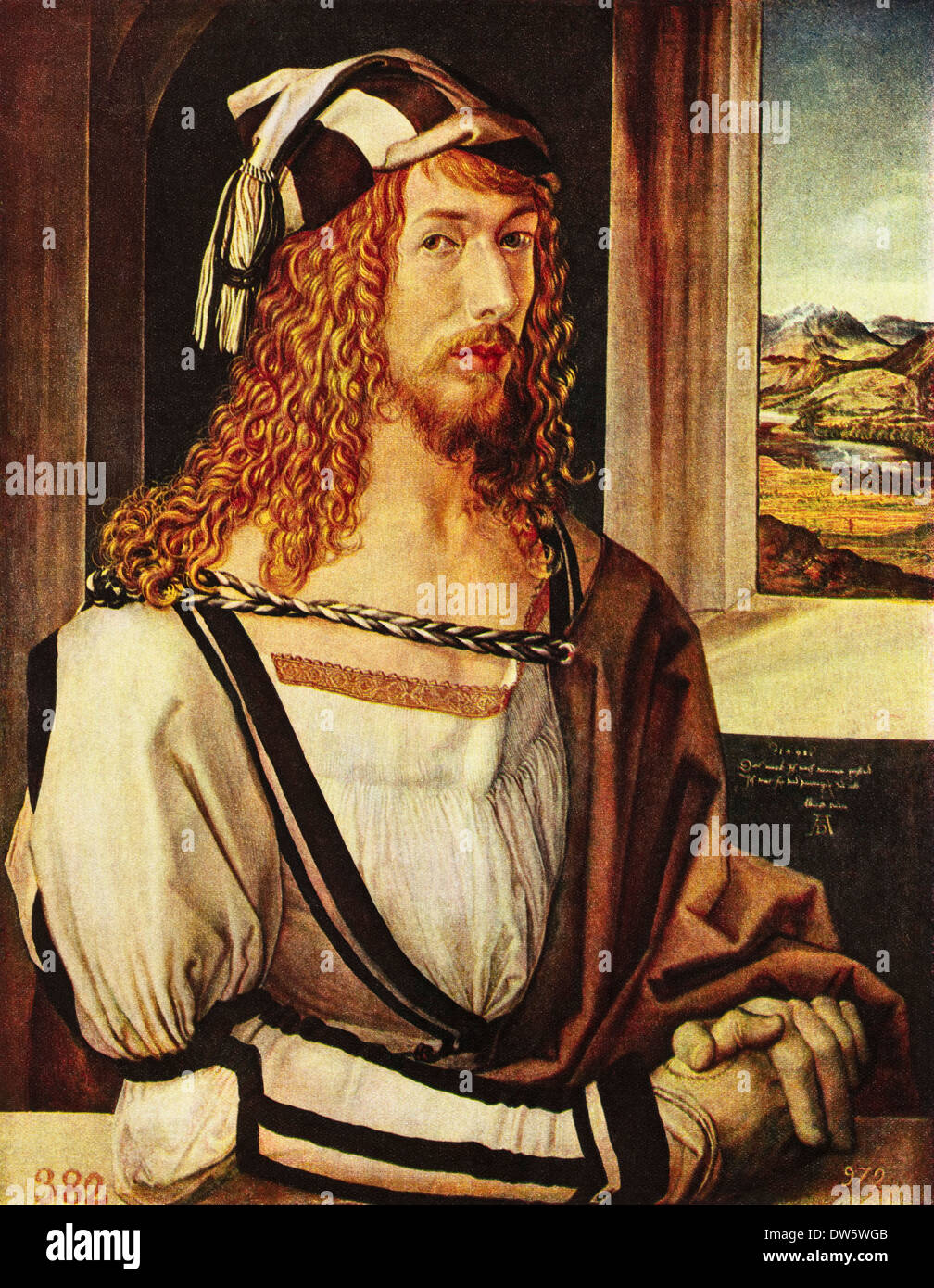Ritratto Di Auto Olio su legno di Albrecht Durer circa 1498 artista tedesco 1471 - 1528 Foto Stock