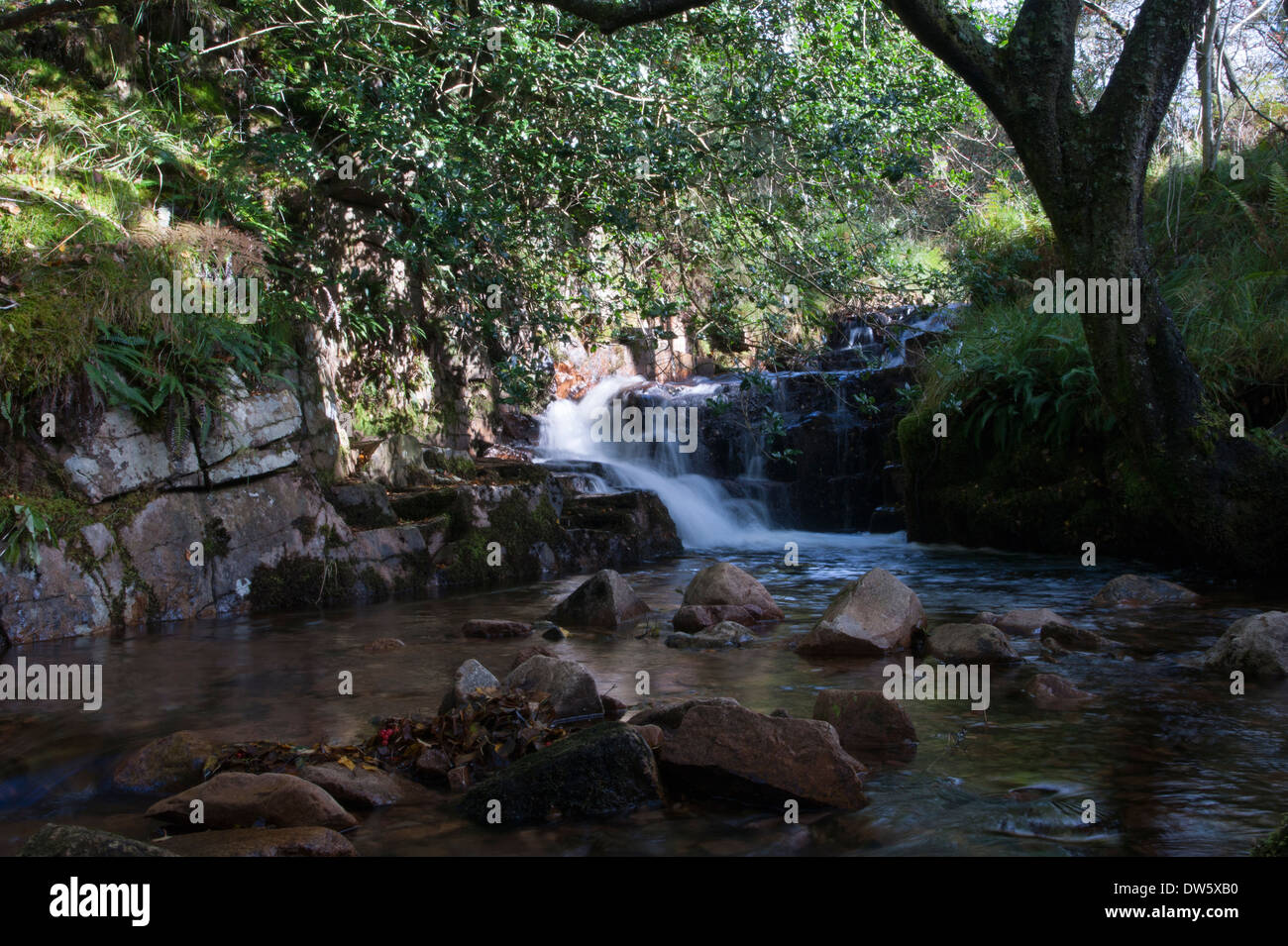 Una lunga esposizione shot fucina di Beck a Ennerdale, Lake District, Inghilterra, in una giornata di sole Foto Stock