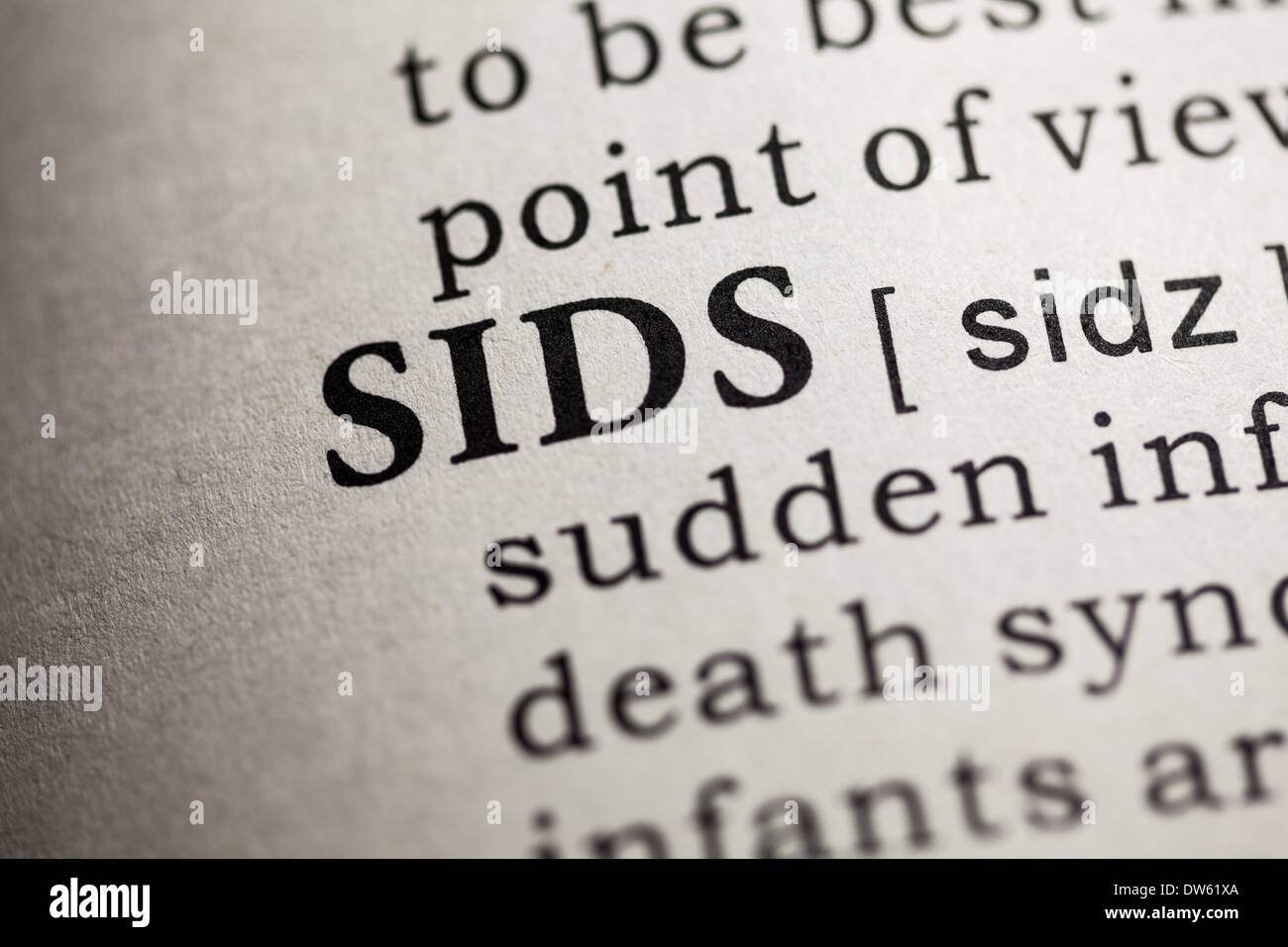 Fake Dizionario, definizione del dizionario della parola SID. La sindrome di morte infantile improvvisa Foto Stock