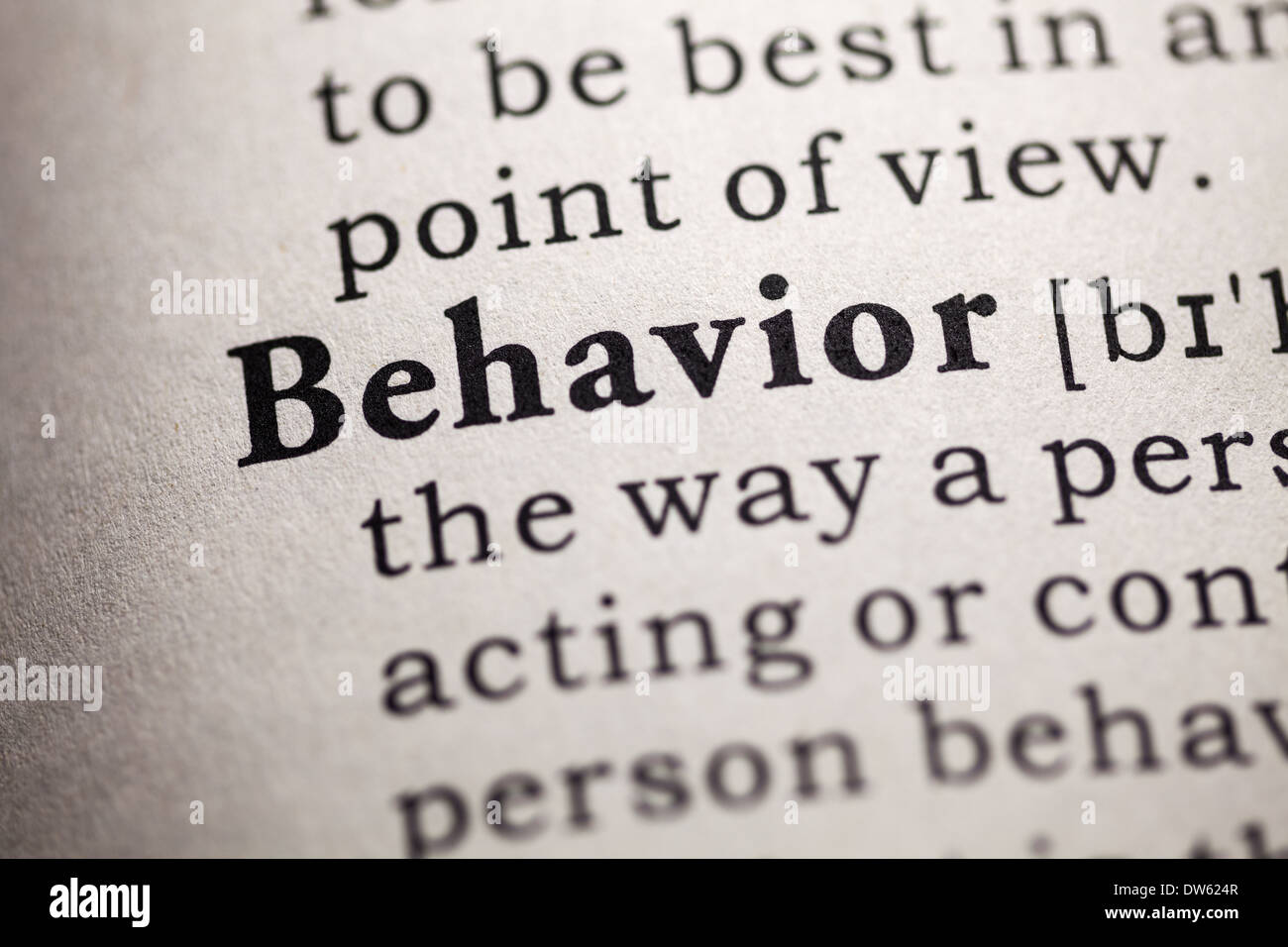 Fake Dizionario, definizione della parola comportamento. Foto Stock