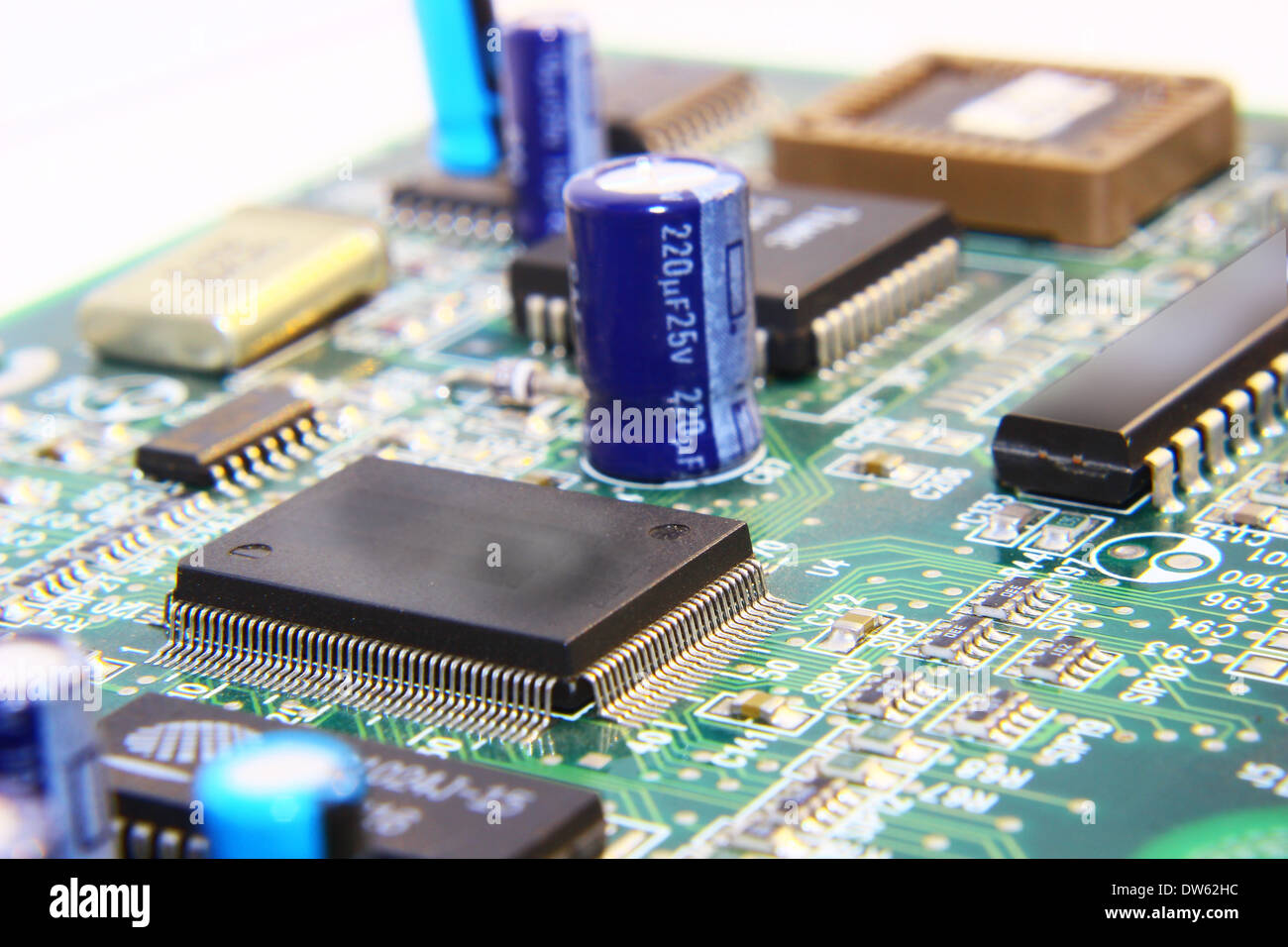 Circuito stampato componenti. Foto Stock