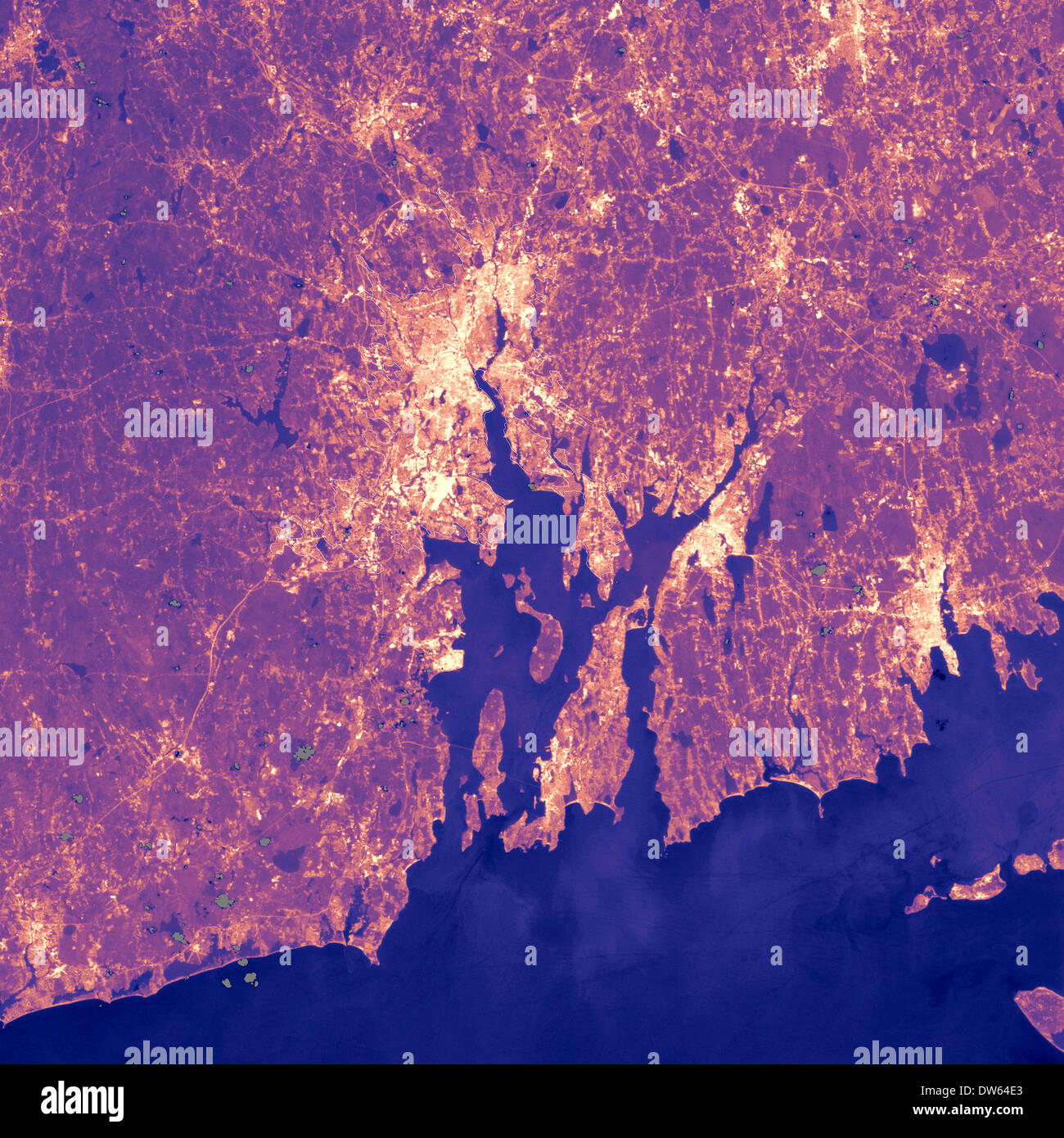 " Isola di calore' effetto di Providence Rhode Island acquisiti dall'Enhanced Thematic Mapper su NASA il satellite Landsat 7 satellite. Foto Stock