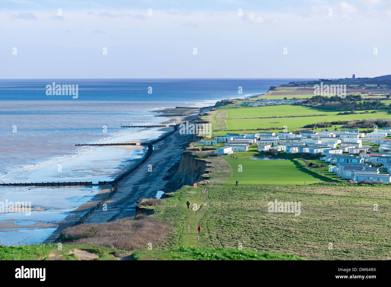 Vista delle scogliere di West Runton guardando ad est da Beeston Bump, Norfolk, Inghilterra, Foto Stock