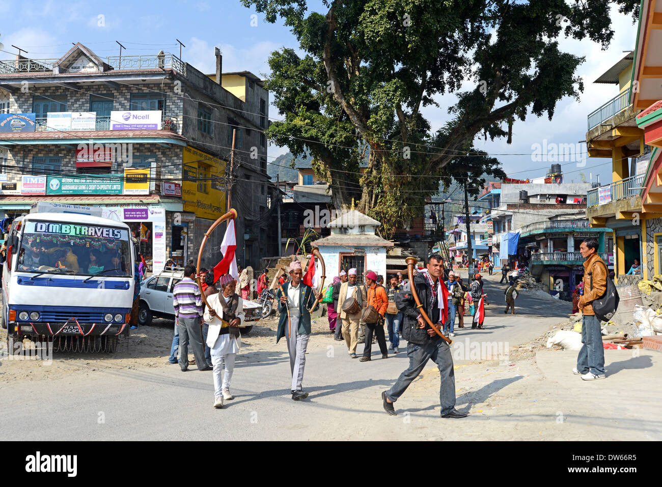 Nozze in villaggio rurale valle di Pokhara in Nepal Foto Stock