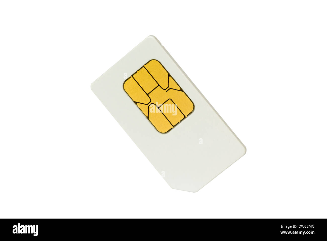 Scheda SIM isolato su bianco con tracciato di ritaglio Foto Stock