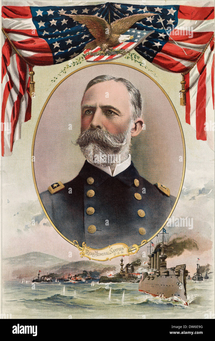 Ammiraglio William Thomas Sampson U.S. La Marina - noto per la sua vittoria nella battaglia di Santiago de Cuba durante la spagnola guerra americana 1898 Foto Stock