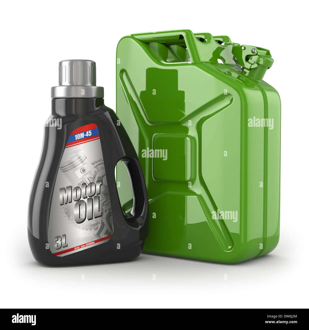 Olio motore e filtro bidone di benzina o gas. 3d Foto Stock