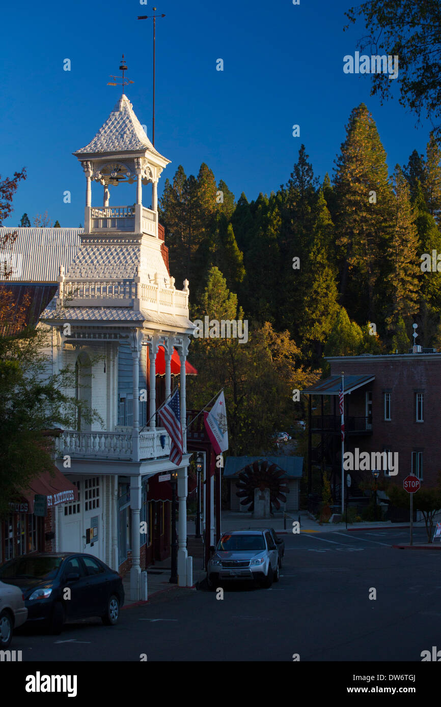 Firehouse Museum nel centro cittadino di Nevada City, California Foto Stock