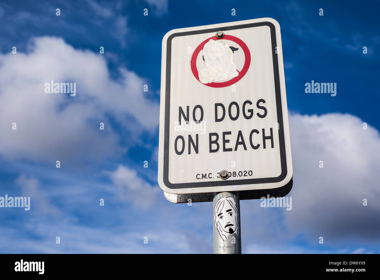 No cani sulla spiaggia di segno. Coronado, California, Stati Uniti. Foto Stock