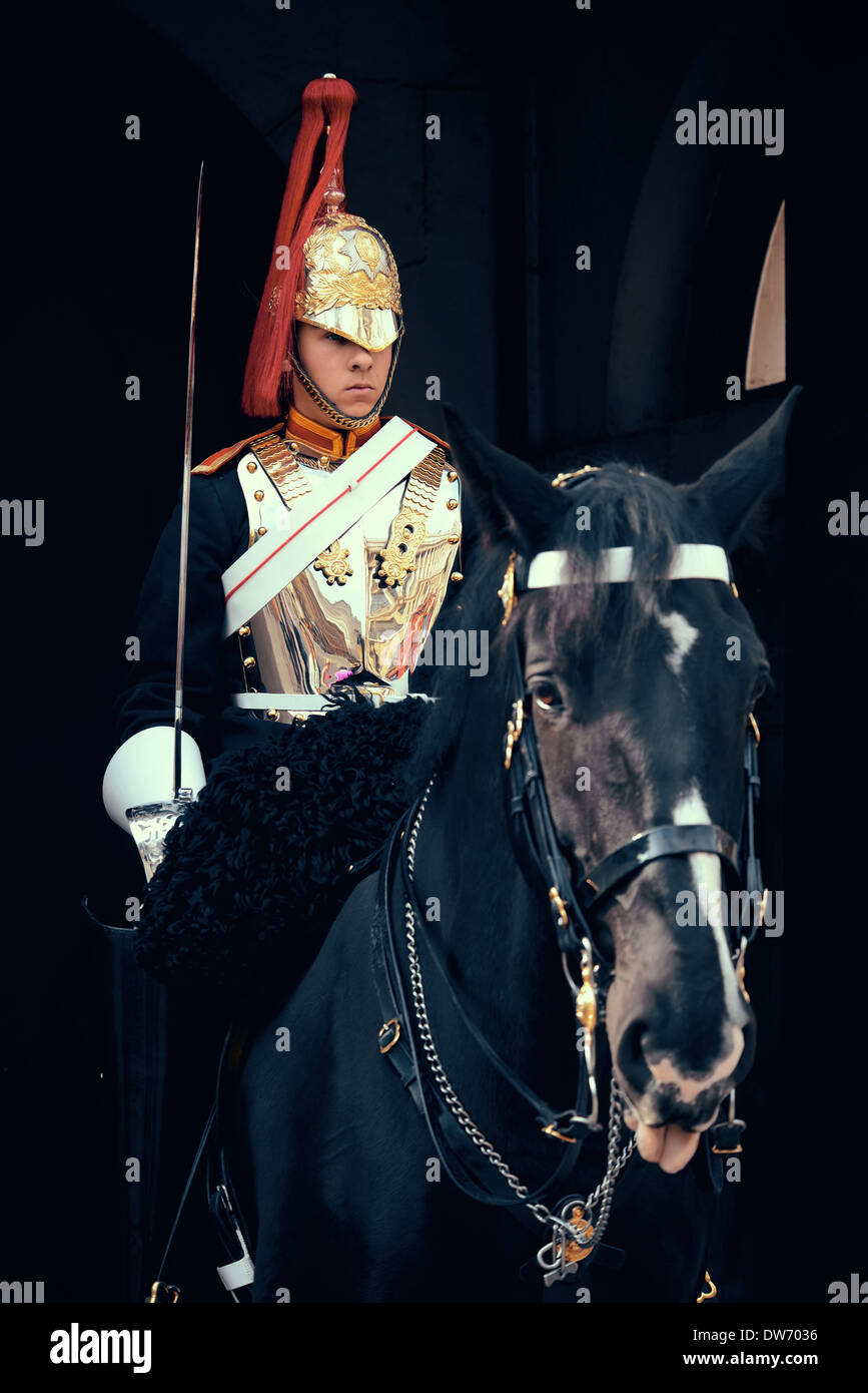 Trooper di Blues e Royals a cavallo Foto Stock