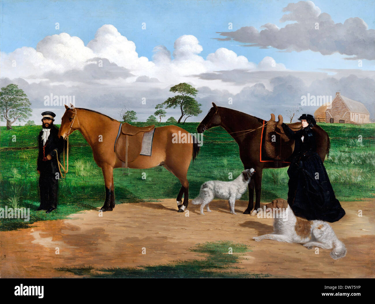 Arthur Devis, Onorevole Adolphus Sceales con Nero Jimmie sulla stazione Merrang 1856 olio su tela. Foto Stock