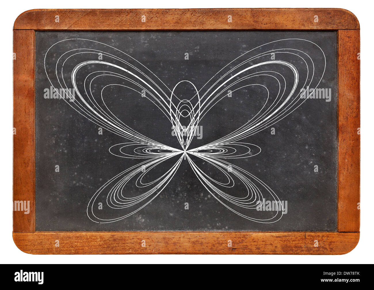 Visualizzazione grafica di una funzione parametrica sa come una farfalla curva su una lavagna vintage Foto Stock