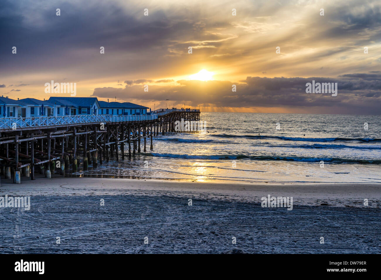 Crystal Pier e Mission Beach. San Diego, California, Stati Uniti. Foto Stock