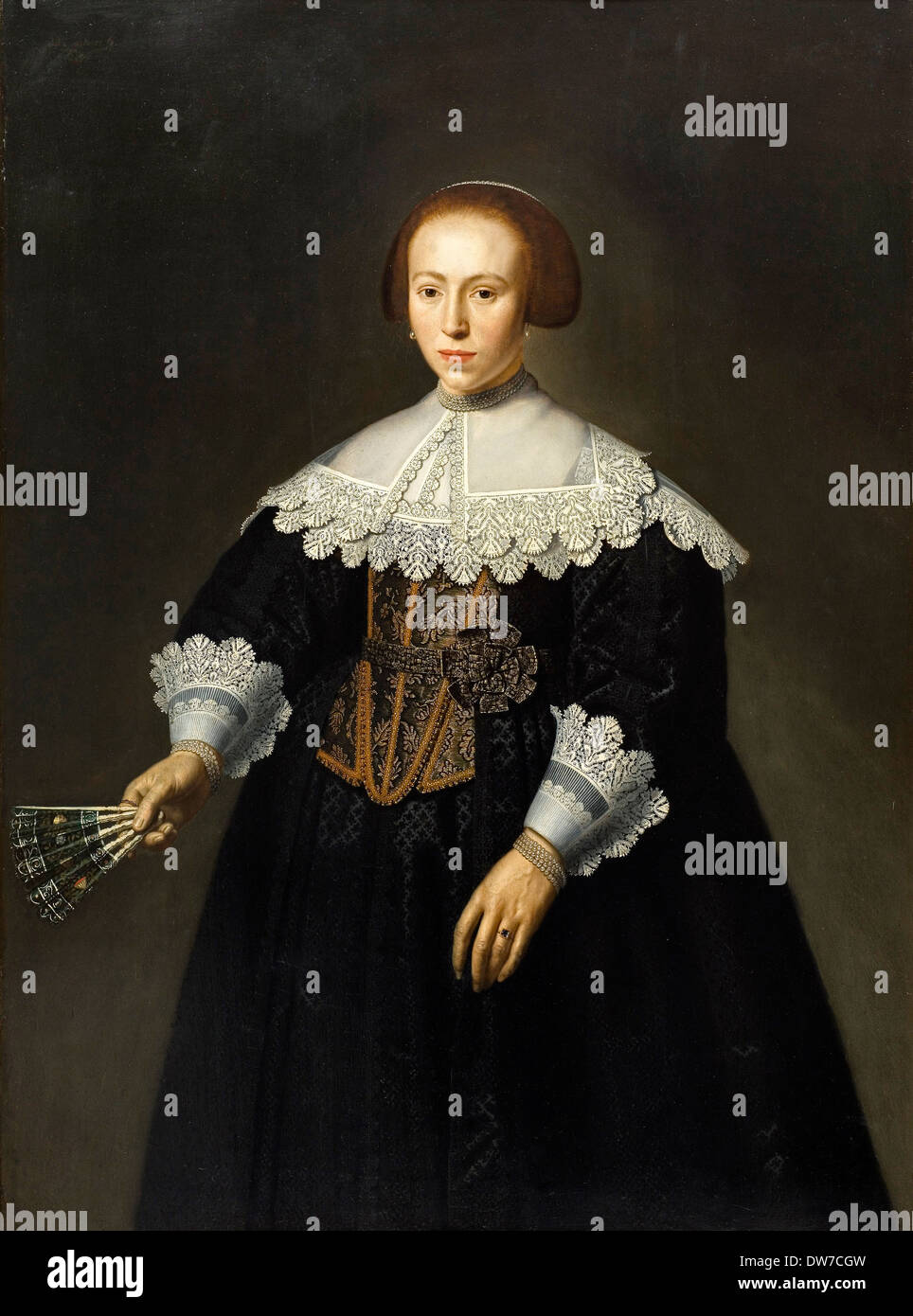 Dirck van Santvoort, Ritratto di una dama 1637 olio su pannello. Auckland Art Gallery Toi o Tamaki, Auckland, Nuova Zelanda. Foto Stock