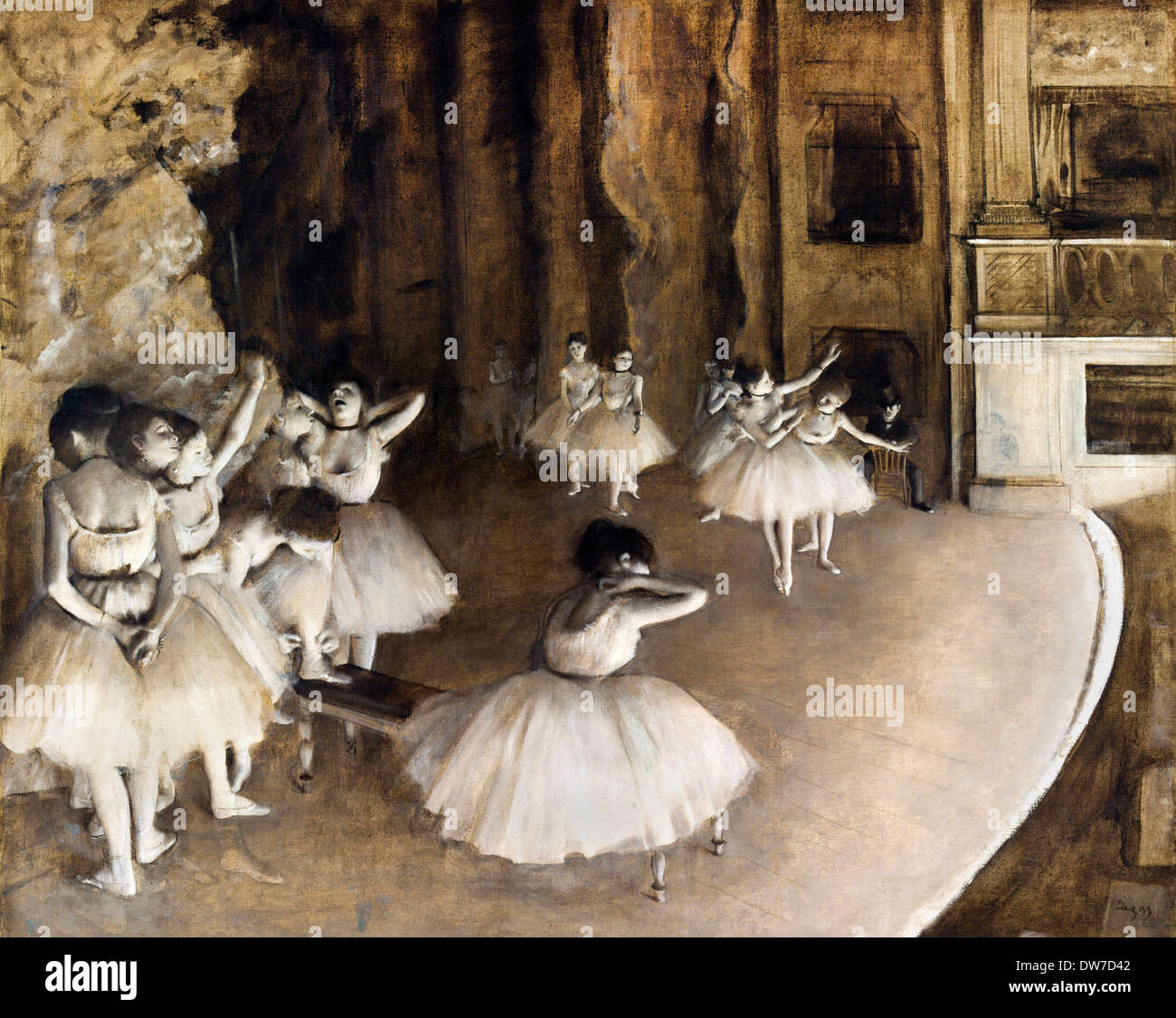 Edgar Degas, prove di balletto in scena 1874 olio su tela. Musée d'Orsay, Parigi, Francia. Foto Stock