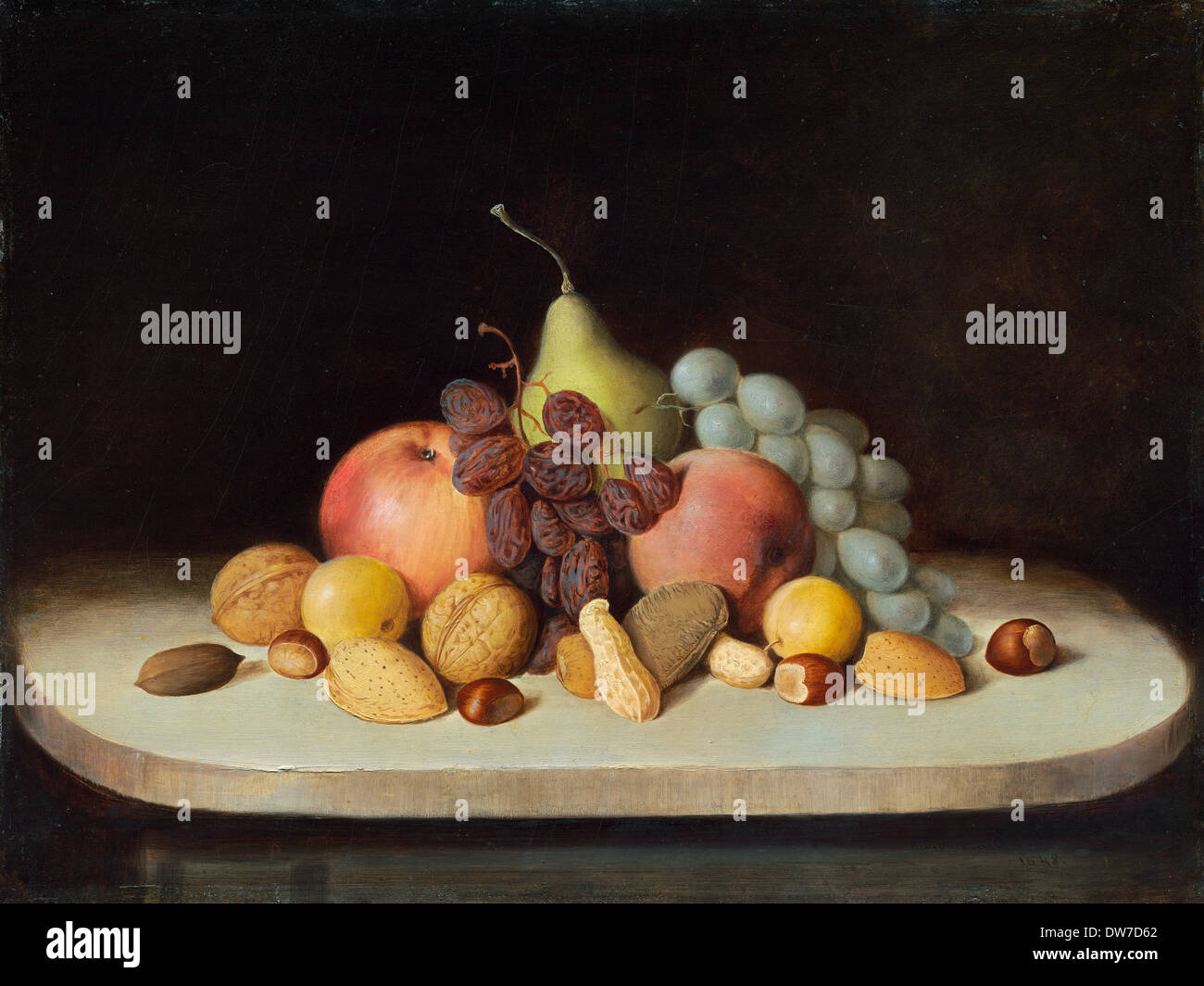 Robert Seldon Duncanson, Still Life con frutta e noci 1848 olio su tavola. National Gallery of Art di Washington D.C., USA. Foto Stock