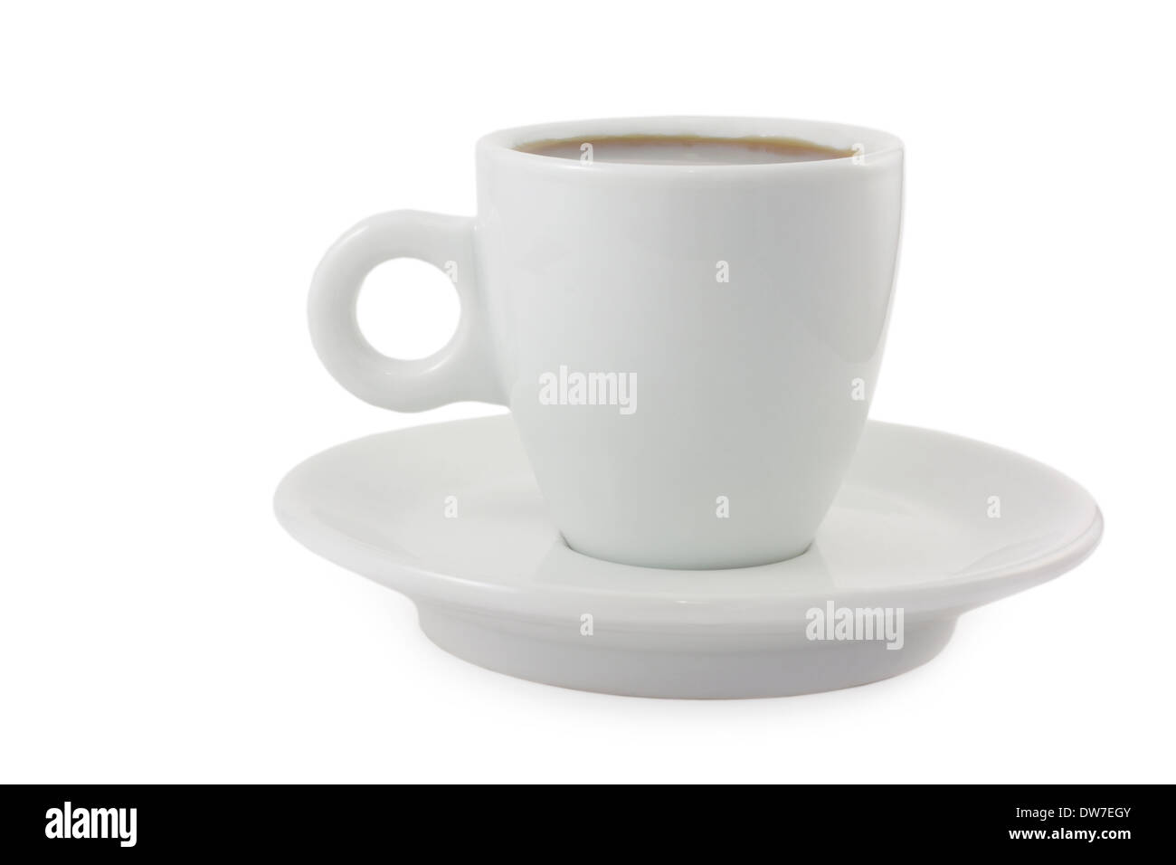 Nero caffè tazzina su sfondo bianco Foto Stock