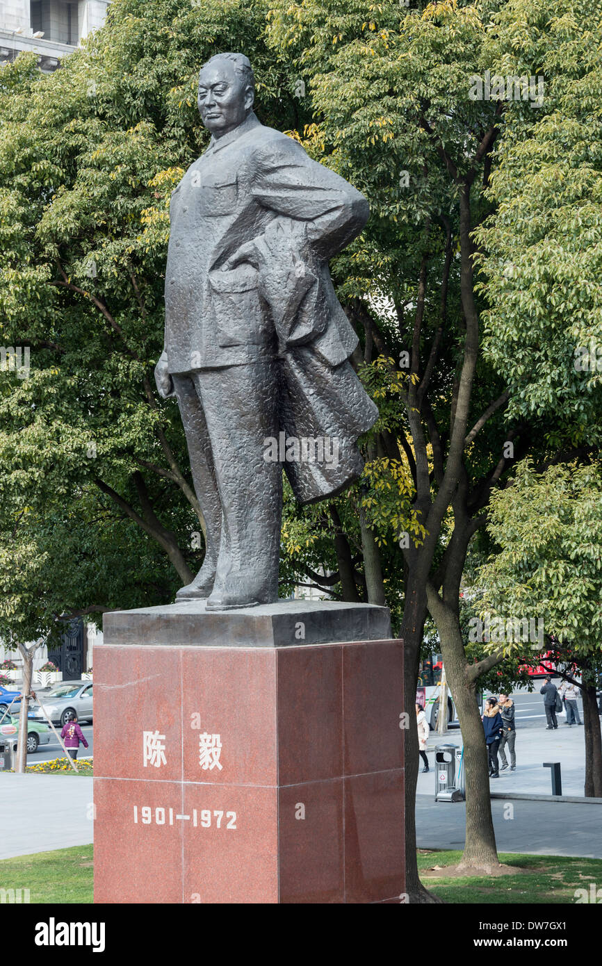 Statua del presidente Mao, il Bund, Shanghai, Cina Foto Stock