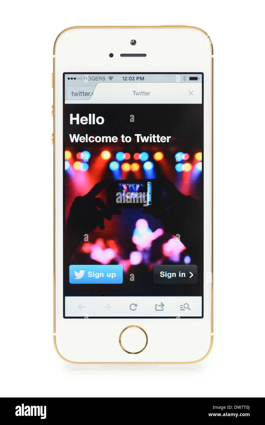 Twitter Screen su iPhone 5S, iPhone 5 S Foto Stock