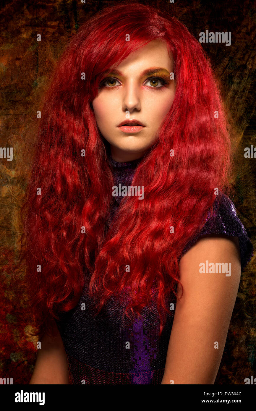 Bella donna wioth capelli rossi Foto Stock