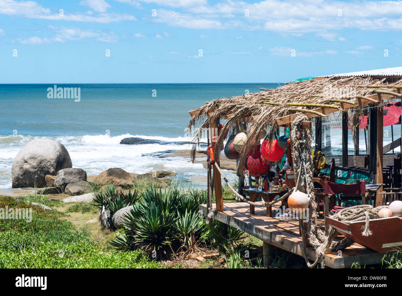 Punta del Diablo Beach, popolare località turistica in Uruguay Foto Stock