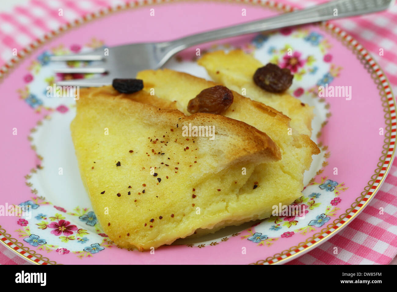 Il budino di pane e burro, close up Foto Stock