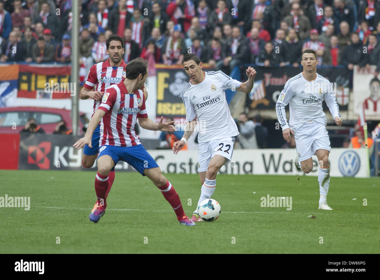 Madrid, Spagna. 2 Mar 2014. Di Maria il giocatore del Real Madrid durante una spagnola La Liga partita di calcio tra Atlético de Madrid e il Real Madrid nel Vicente Calderón Stadium in Spagna a Madrid, domenica 2 marzo, 2014 Credit: Oscar Gonzalez/NurPhoto/ZUMAPRESS.com/Alamy Live News Foto Stock