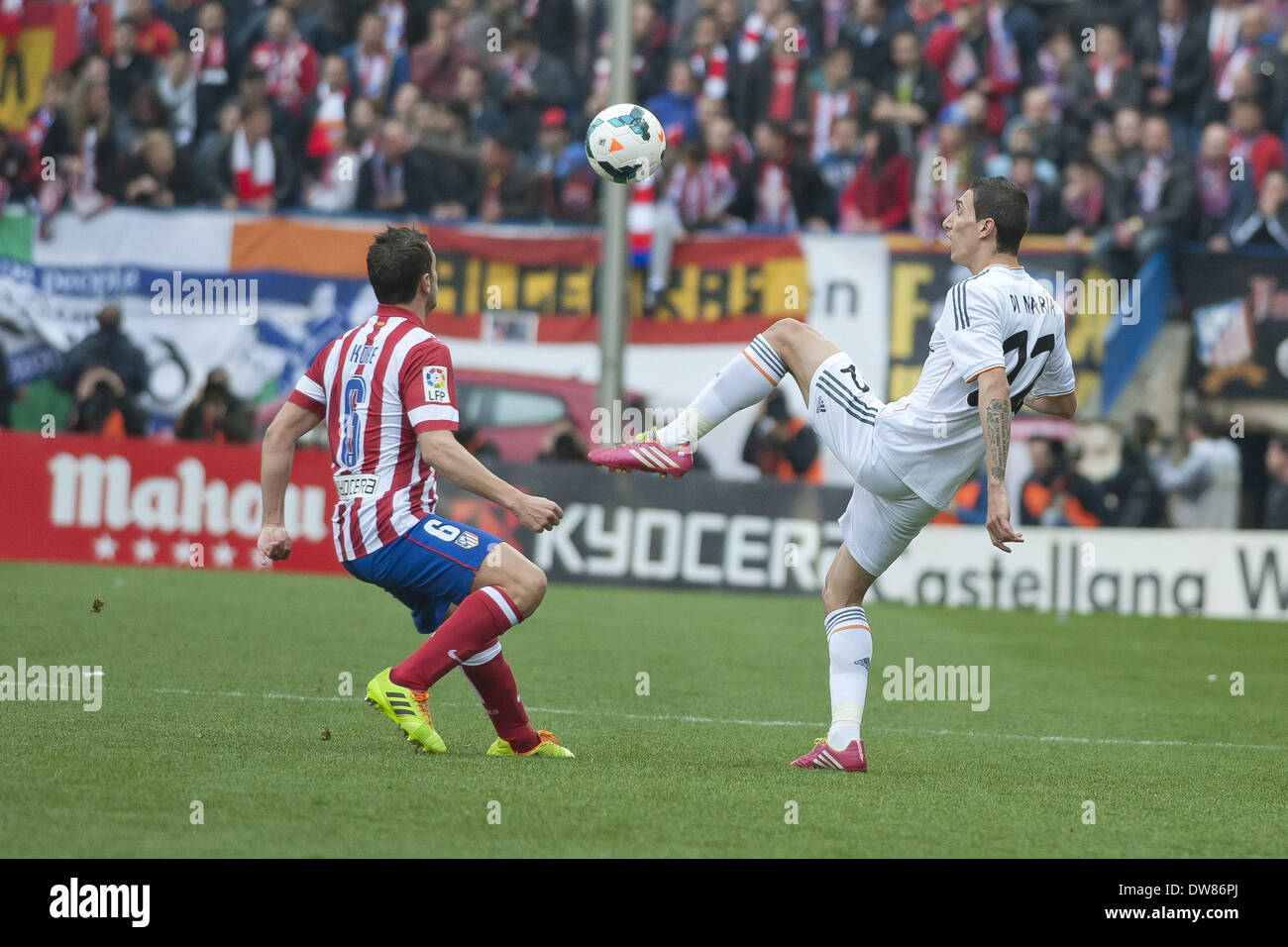 Madrid, Spagna. 2 Mar 2014. Di Maria il giocatore del Real Madrid durante una spagnola La Liga partita di calcio tra Atlético de Madrid e il Real Madrid nel Vicente Calderón Stadium in Spagna a Madrid, domenica 2 marzo 2014Foto: Oscar Gonzalez/NurPhoto Credito: Oscar Gonzalez/NurPhoto/ZUMAPRESS.com/Alamy Live News Foto Stock