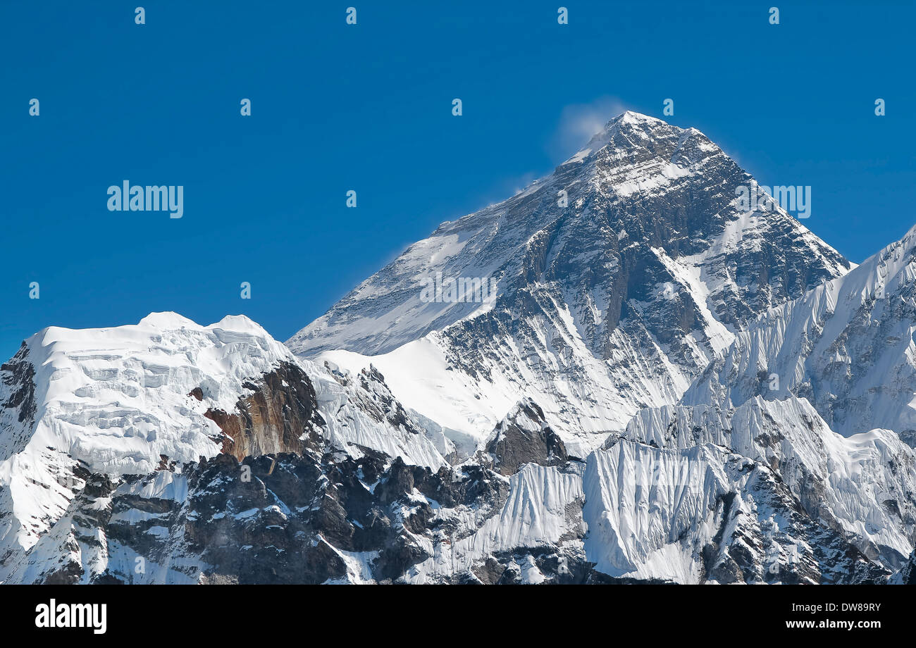 Il monte Everest vertice. Foto Stock