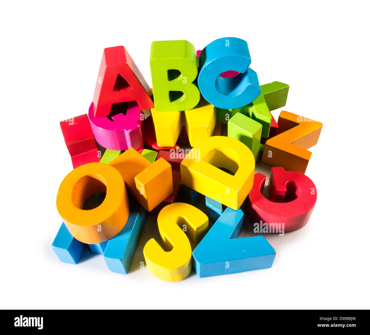 Multicolore di Lettere A B C di legno. Foto Stock