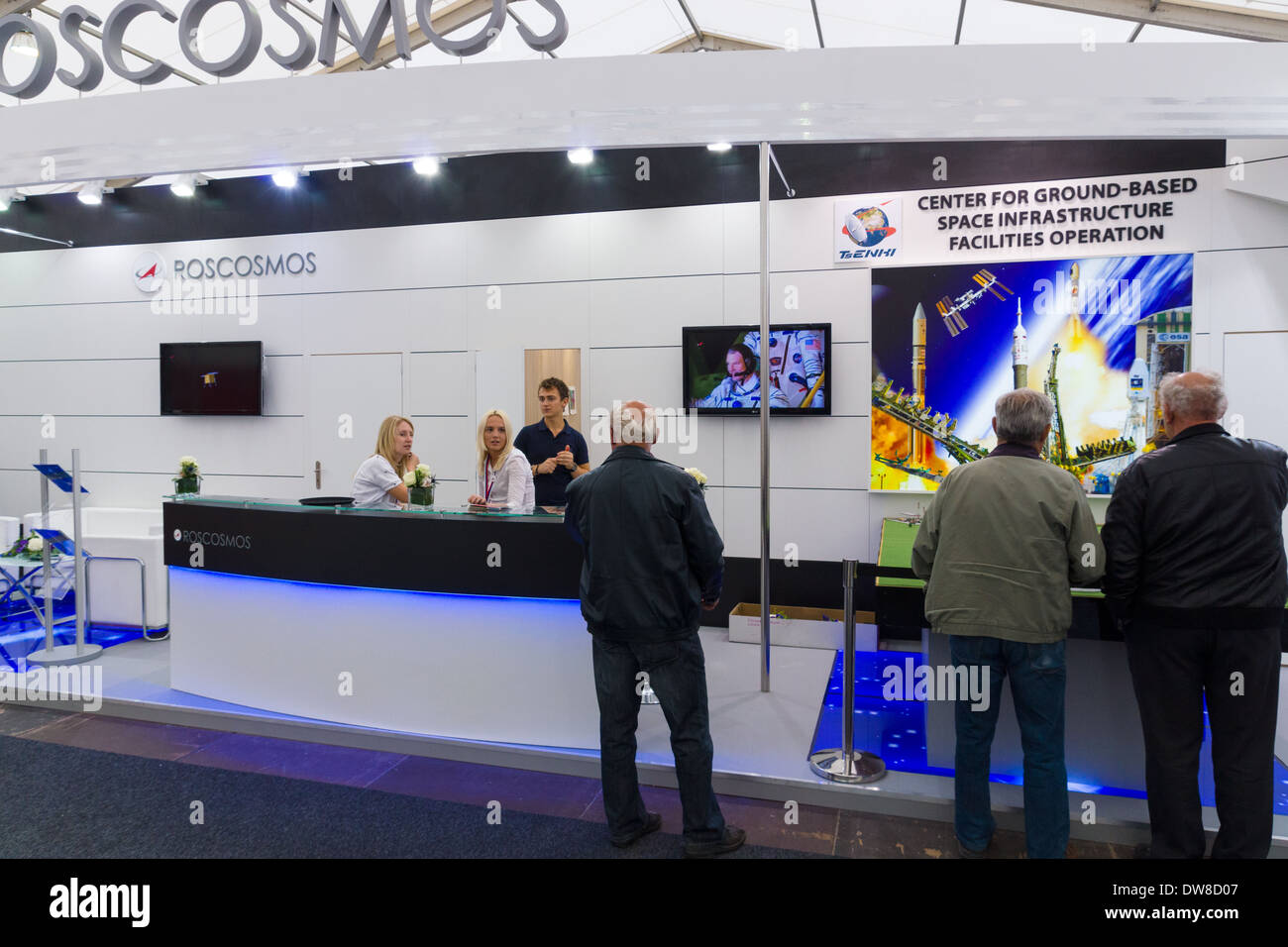 ILA Berlin Air Show 2012. Stand'agenzia Spaziale Federale Russa. Roscosmos. Foto Stock