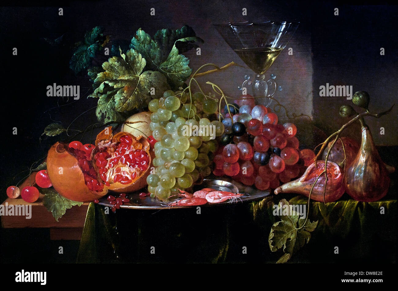 Frutto ancora in vita con riempito wineglass 1650 Jan Davidsz de Heem 1606 - 1684 Paesi Bassi Paesi Bassi Foto Stock