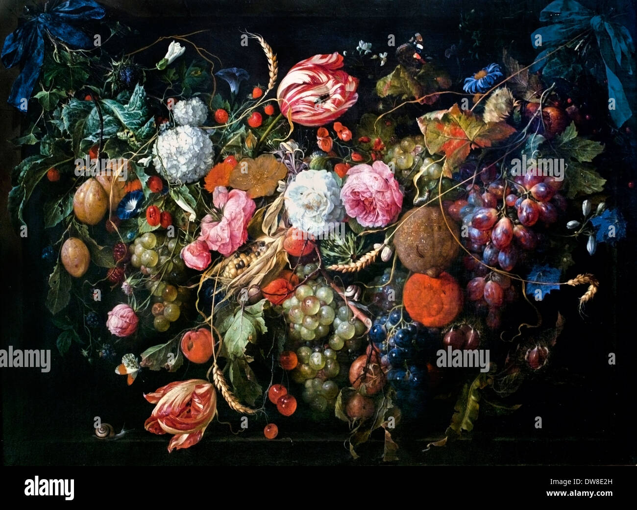 Ghirlanda di fiori e di frutti 1650 Jan Davidsz de Heem 1606 - 1684 Paesi Bassi Paesi Bassi Foto Stock