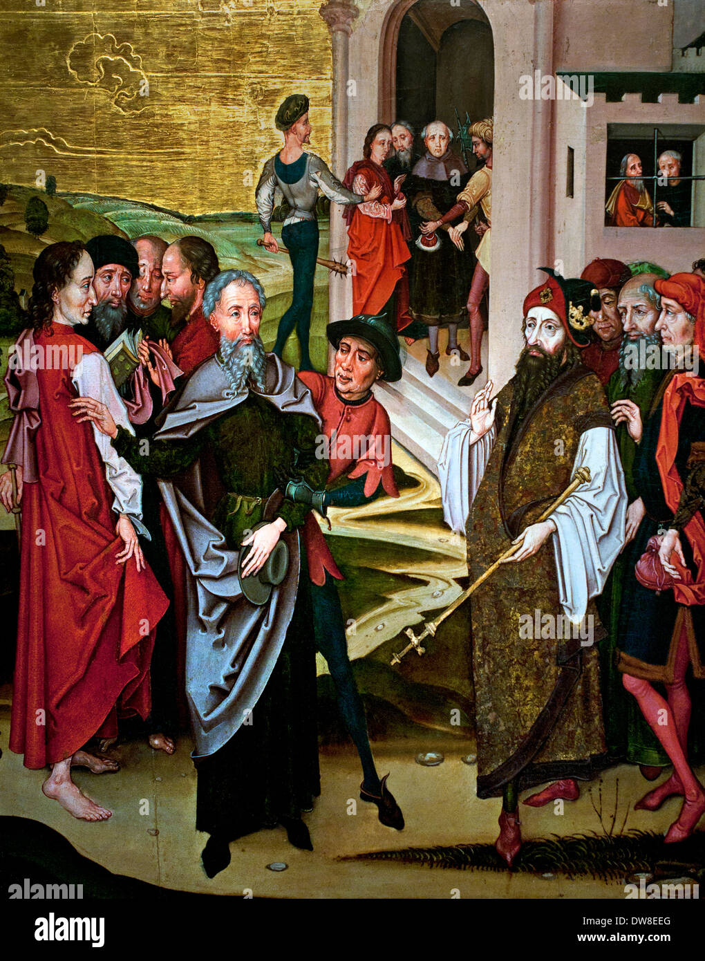 Arresto di San Giacomo il Maggiore su ordine del re Erode Agrippa.1480 master di Strasburgo Francia - Francese Foto Stock