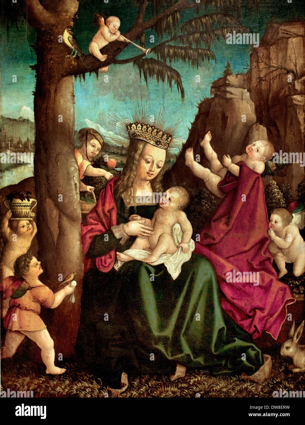 Vergine con Bambino e angeli 1510 imitatore di Hans Baldung Grien Francia - Francese Foto Stock