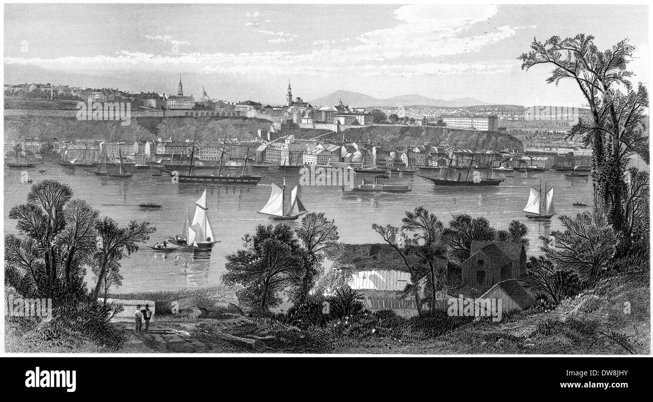 Una incisione intitolata "Quebec" scansionati ad alta risoluzione da un libro pubblicato nel 1874. Ritiene copyright free. Foto Stock
