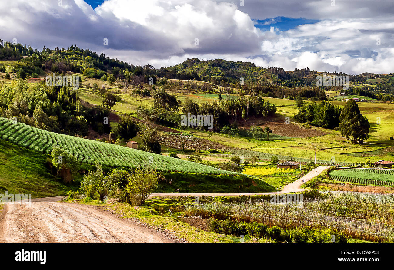 Un tipico paesaggio andino in Colombia Foto Stock