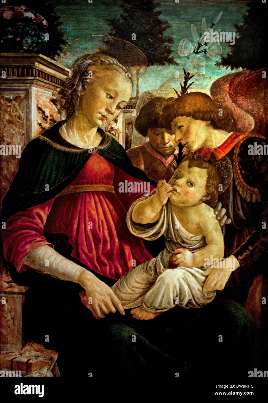Sandro Botticelli (Firenze, 1445-1510) Madonna col Bambino e due angeli Italia Italiano Foto Stock