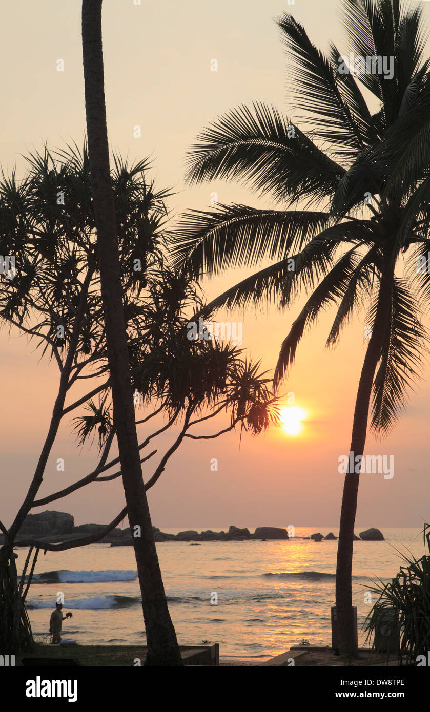Sri Lanka, Hikkaduwa, Spiaggia, Tramonto, Foto Stock
