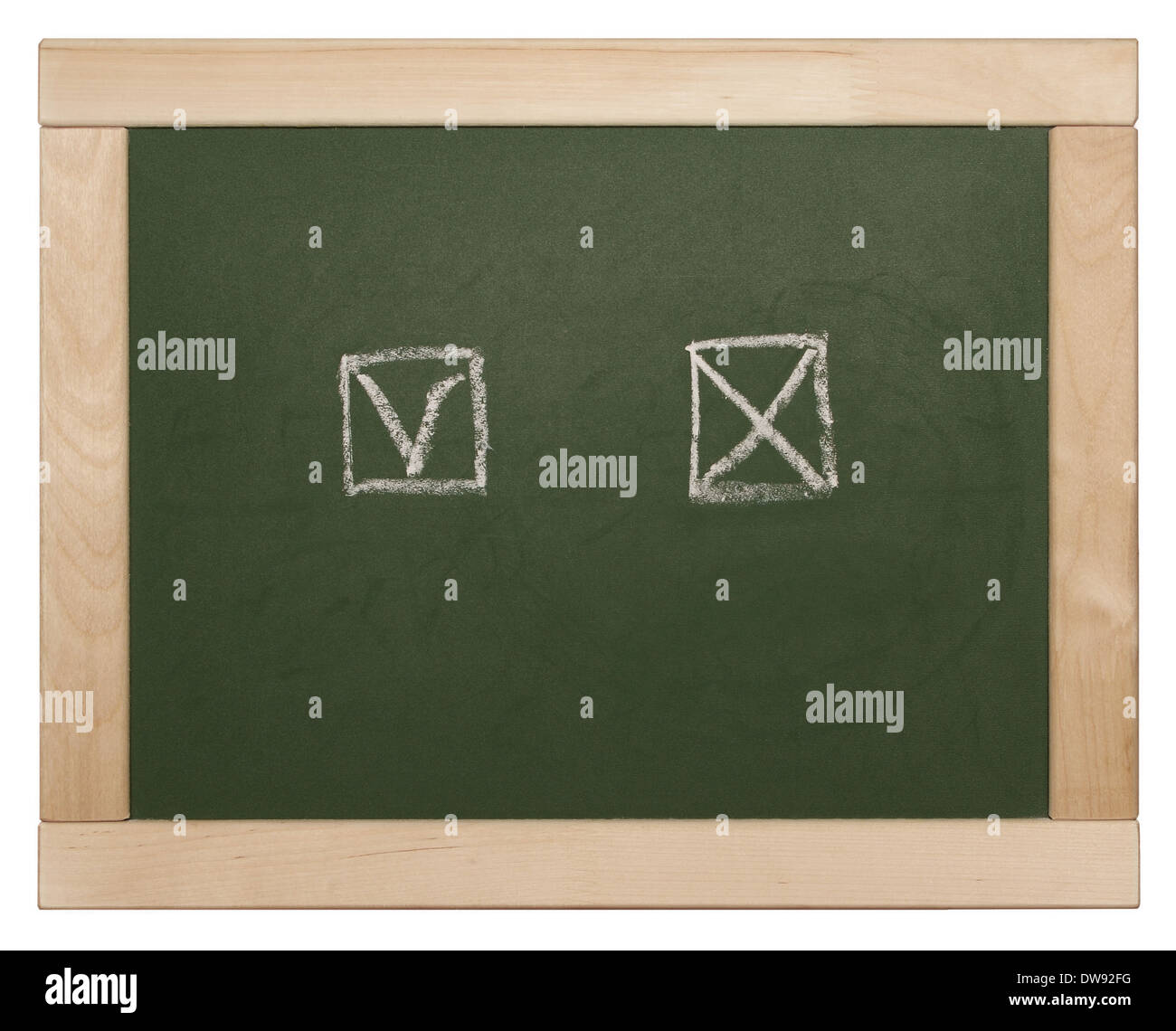 Casella di controllo su una lavagna Foto Stock