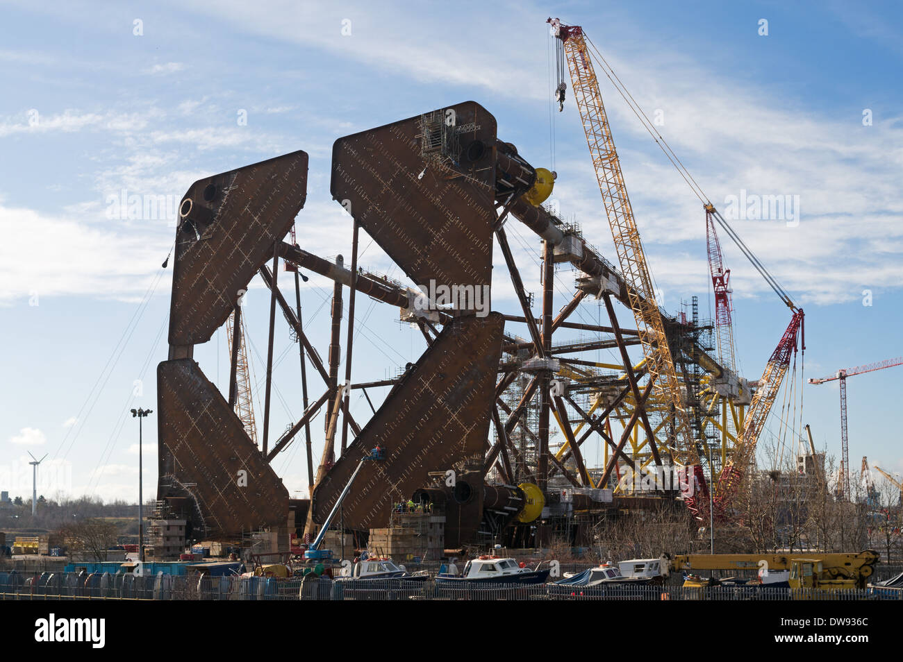 Costruzione di un offshore di petrolio o di gas offshore rig gruppo Newcastle, Adriano cantiere, Wallsend, North East England Regno Unito Foto Stock