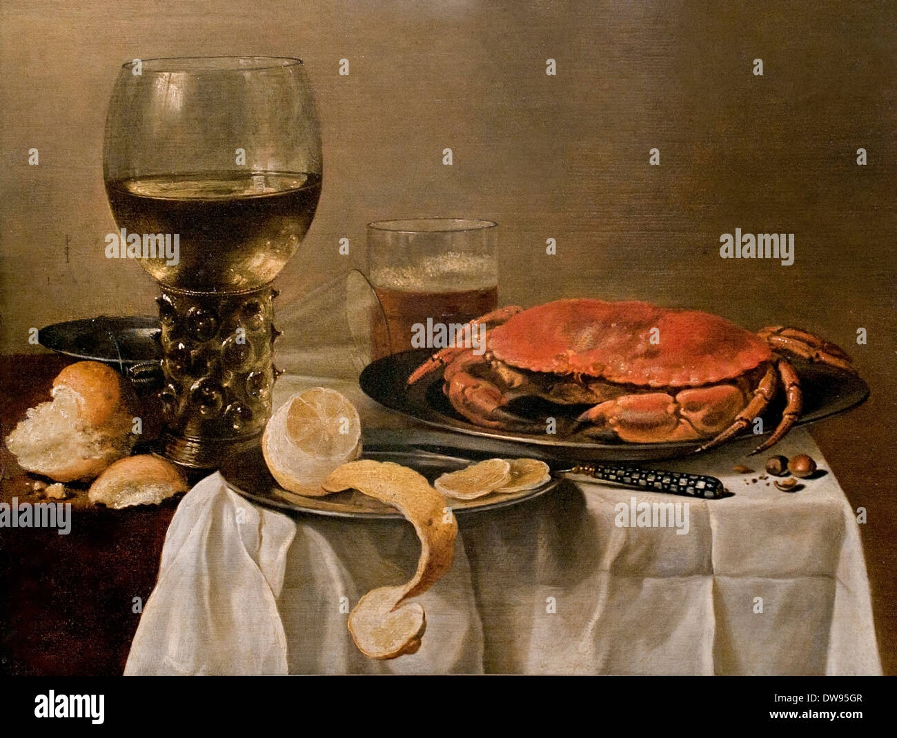 Nature morte au crabe - vivono ancora con il granchio 1644 Pieter Claesz (1597/1598-1660) Olandese Paesi Bassi Foto Stock